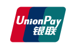 Red, blue, and green striped logo of UnionPay with white text in English and Chinese characters.