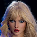 Beautiful blonde doll with blue eyes and makeup