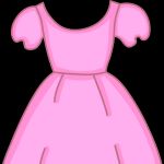 Pink doll dress with puffed sleeves and a full skirt