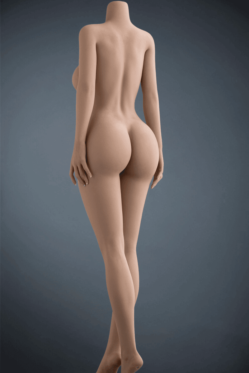 A realistic female companion doll viewed from the back, showcasing smooth skin, detailed curves, and a natural posture. Perfect for those seeking lifelike and high-quality adult dolls.